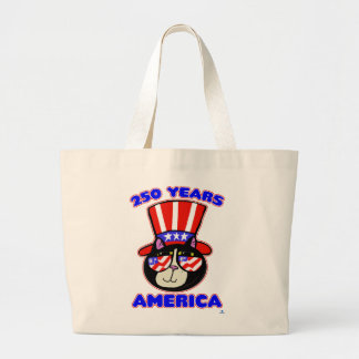 America 250 Birthday Patriotic Cat July Four Large Tote Bag