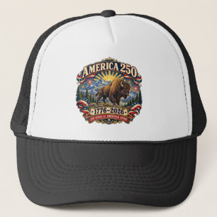 America 250 Bison 1776–2026 Vintage Trucker Hat