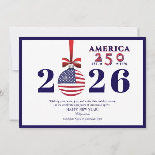 America 250 Blue Patriotic Christmas Sponsor Donor Holiday Card