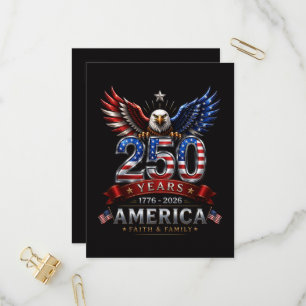 America 250 Faith Family Patriotic Eagle Invitation Postcard