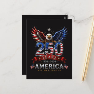 America 250 Faith Family Patriotic Eagle Postcard