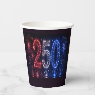America 250 Fireworks Patriotic Party Paper Cups