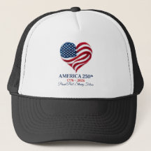 America 250 Flag Heart 1776-2026 Patriotic Hat