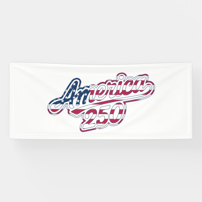 America 250 Flag Script Semiquincentennial Design Banner (Horizontal)