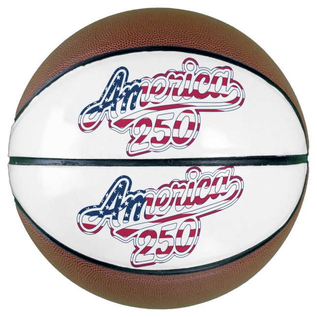 America 250 Flag Script Semiquincentennial Design Basketball (Front)