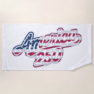 America 250 Flag Script Semiquincentennial Design Beach Towel