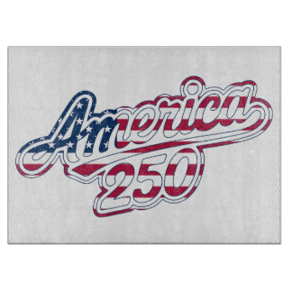 America 250 Flag Script Semiquincentennial Design Cutting Board