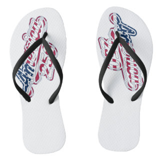 America 250 Flag Script Semiquincentennial Design Flip Flops