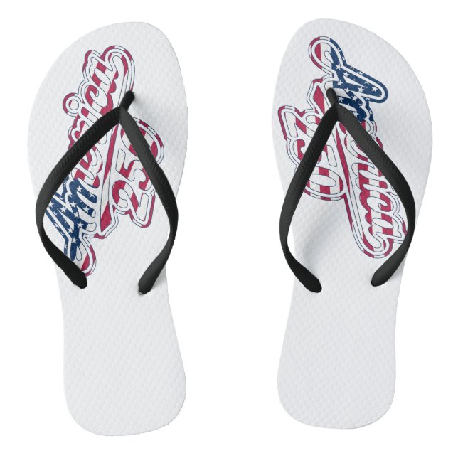 America 250 Flag Script Semiquincentennial Design Flip Flops (Footbed)