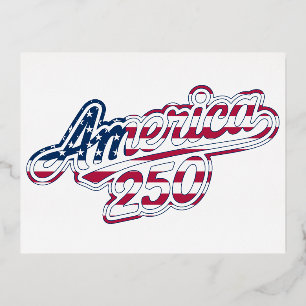 America 250 Flag Script Semiquincentennial Design Foil Holiday Postcard