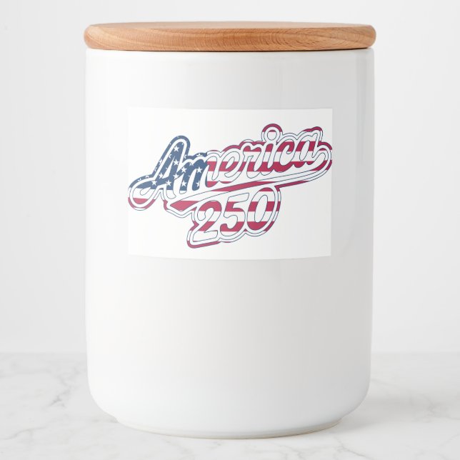 America 250 Flag Script Semiquincentennial Design Food Label (Front)