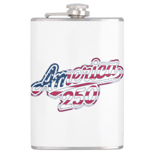 America 250 Flag Script Semiquincentennial Design Hip Flask
