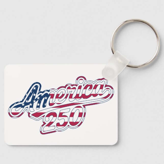 America 250 Flag Script Semiquincentennial Design Key Ring (Front)