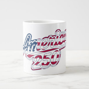 America 250 Flag Script Semiquincentennial Design Large Coffee Mug