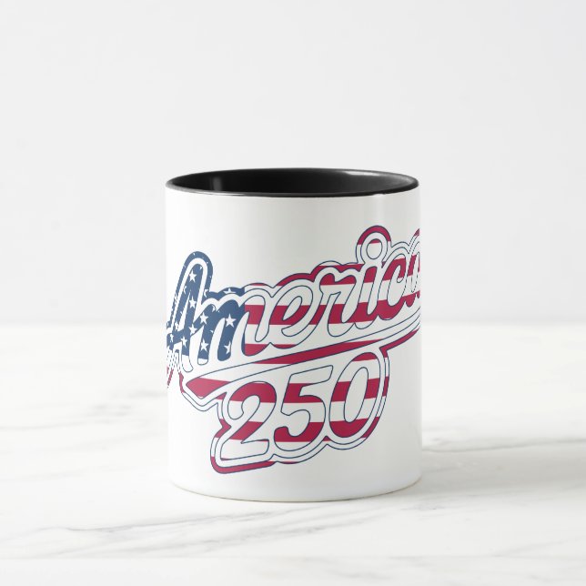 America 250 Flag Script Semiquincentennial Design Mug (Center)