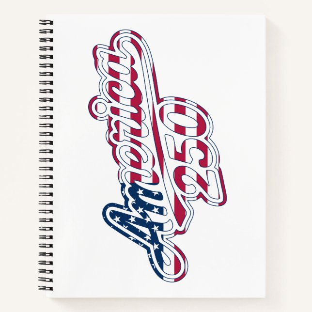 America 250 Flag Script Semiquincentennial Design Notebook (Front)