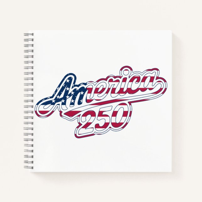 America 250 Flag Script Semiquincentennial Design Notebook (Front)
