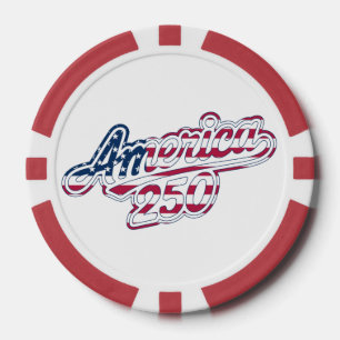 America 250 Flag Script Semiquincentennial Design Poker Chips