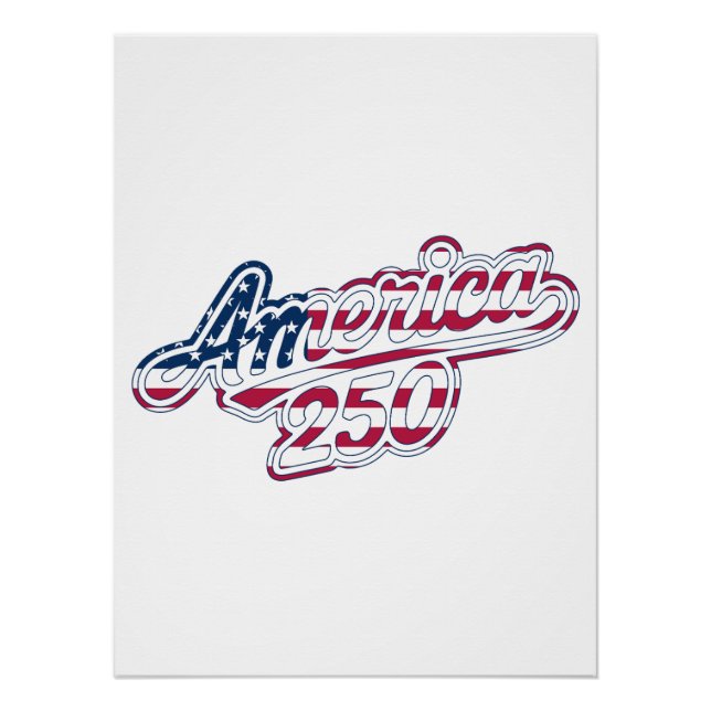 America 250 Flag Script Semiquincentennial Design Poster (Front)