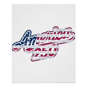 America 250 Flag Script Semiquincentennial Design Poster