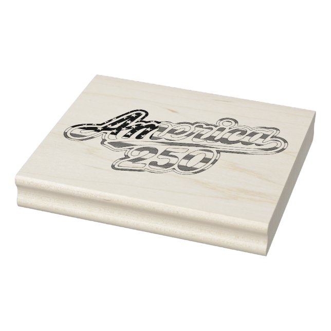 America 250 Flag Script Semiquincentennial Design Rubber Stamp (Stamp)
