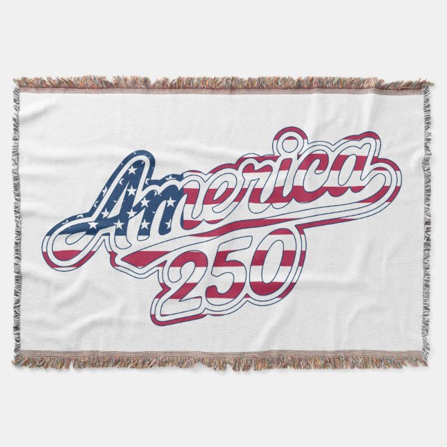 America 250 Flag Script Semiquincentennial Design Throw Blanket (Front)