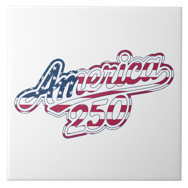 America 250 Flag Script Semiquincentennial Design Tile (Front)