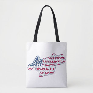 America 250 Flag Script Semiquincentennial Design Tote Bag