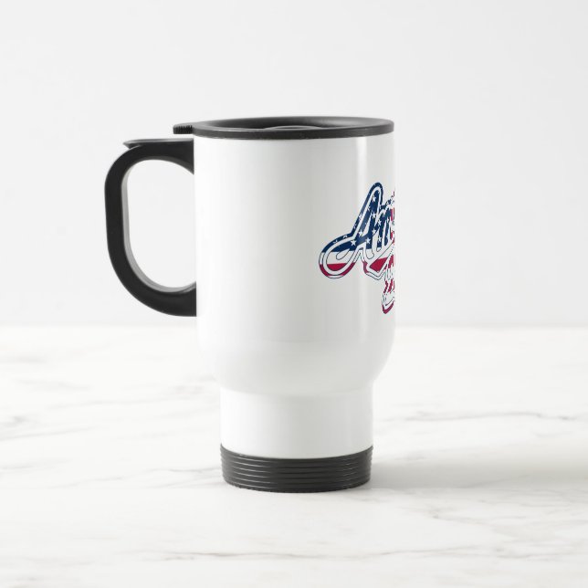 America 250 Flag Script Semiquincentennial Design Travel Mug (Left)