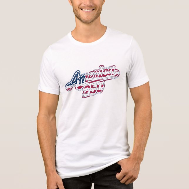 America 250 Flag Script Semiquincentennial Design Tri-Blend Shirt (Front)