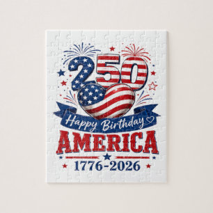 America 250 Happy Birthday Patriotic Celebration Jigsaw Puzzle