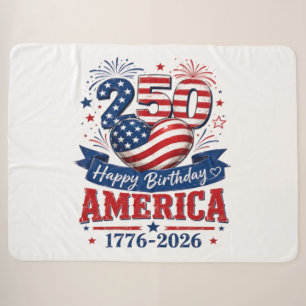 America 250 Happy Birthday Patriotic Celebration Sherpa Blanket