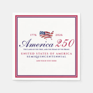America 250 Land of Free Home Brave Red Patriotic Napkin