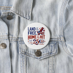 America 250 Patriotic Baseball July 2026 7.5 Cm Round Badge