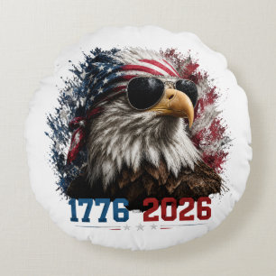 America 250 Patriotic Eagle Flag 1776–2026 Round Cushion