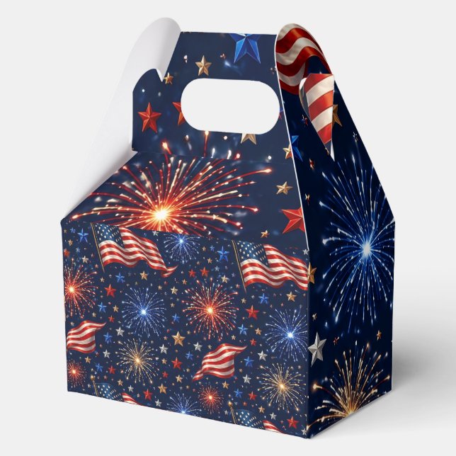 America 250 Patriotic Fireworks Flag Pattern Favour Box (Front)