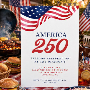 America 250 Patriotic Invitation   July 4th BBQ