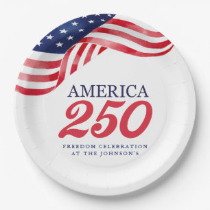 America 250 Patriotic Paper Plates July 4th