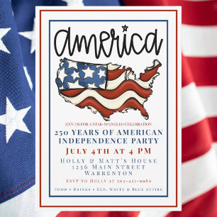 America 250 Patriotic Party / Red White and Blue Invitation