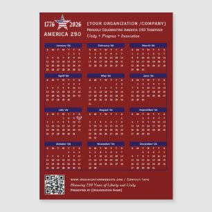 America 250 Patriotic Red 2026 Calendar Keepsake