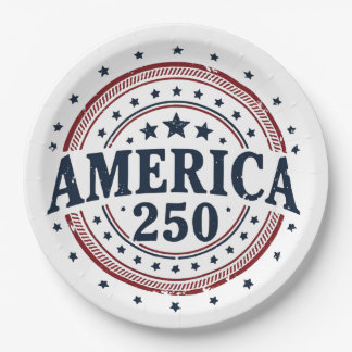 America 250 Patriotic Vintage Badge Paper Plate