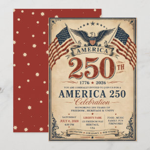 America 250 Patriotic Vintage Invitation