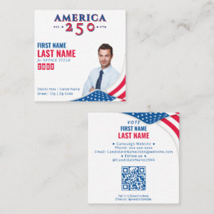 America 250 Political Election Campaign Candidate Square Business Card