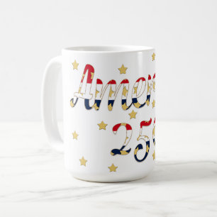 America 250 Red, White Blue Faux Gold Coffee Mug