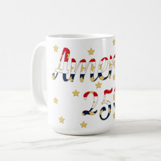 America 250 Red, White Blue Faux Gold Coffee Mug