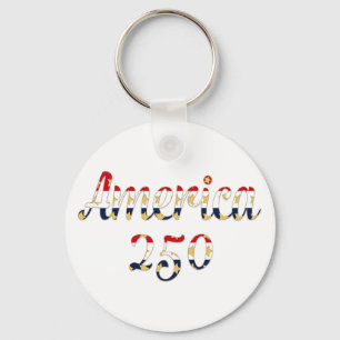 America 250 Red, White Blue Faux Gold Key Ring