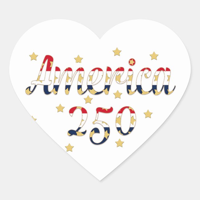 America 250 red white blue gold  heart sticker (Front)