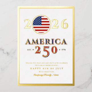 America 250 Semiquincentennial 2026 4th of July Foil Holiday Card