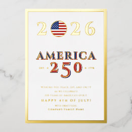 America 250 Semiquincentennial 2026 July 4th Foil Holiday Card