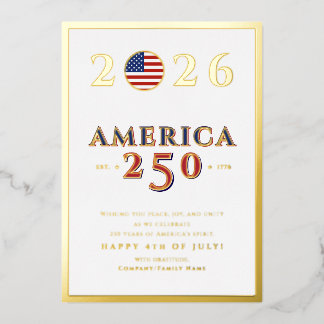 America 250 Semiquincentennial 2026 July 4th Foil Holiday Card